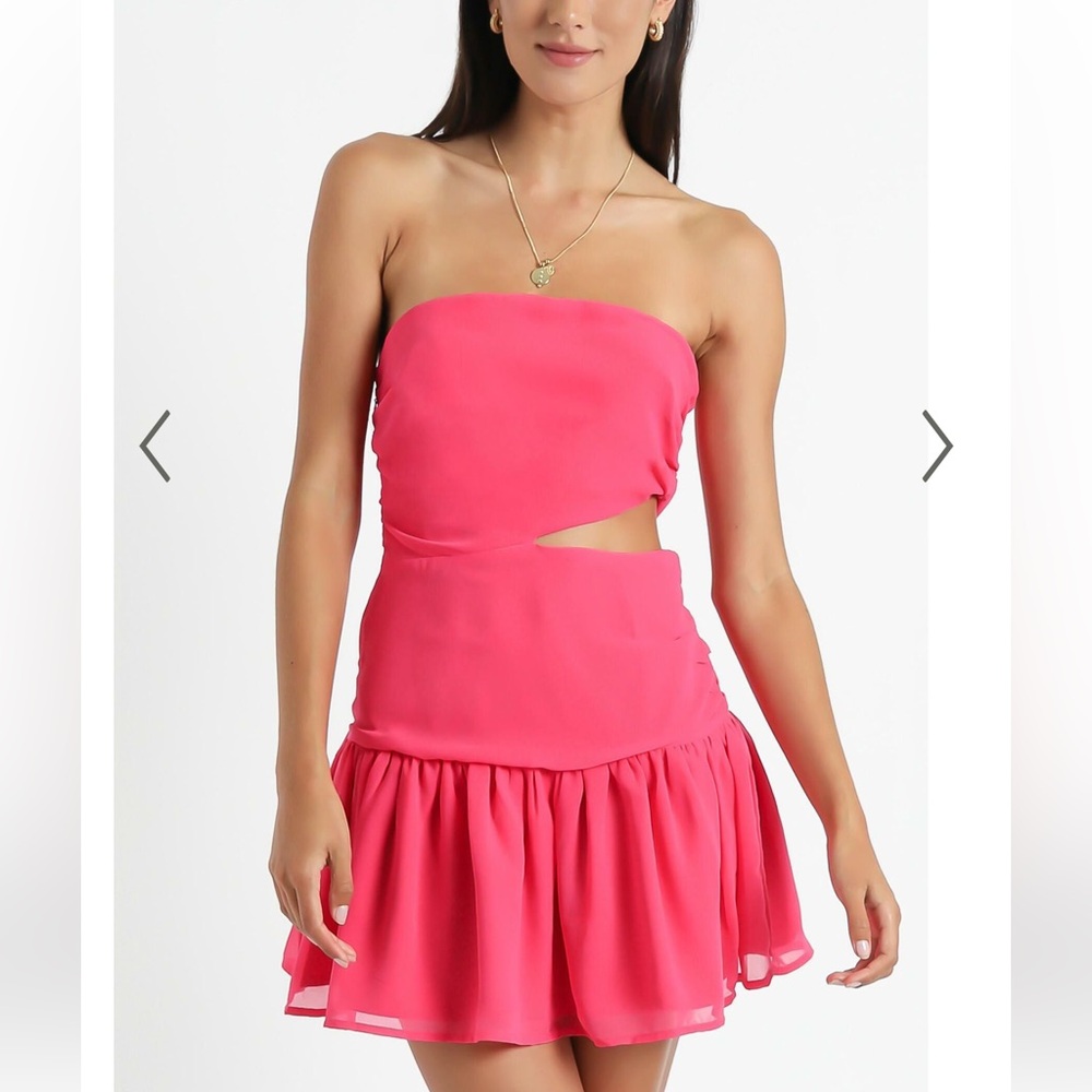Showpo Pink Strapless Ruffled Sundress